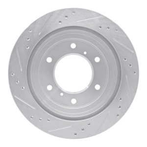 Mitsubishi Montero Brake Rotor (1) - Rear Right - R1 Concepts - Drilled & Slotted - Silver - `00-`06